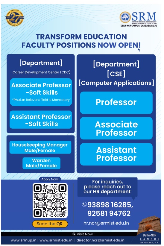 SRM Institute of Science & Technology Faculty Job Recruitment 2024